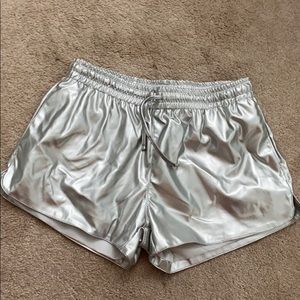 Metallic silver shorts
